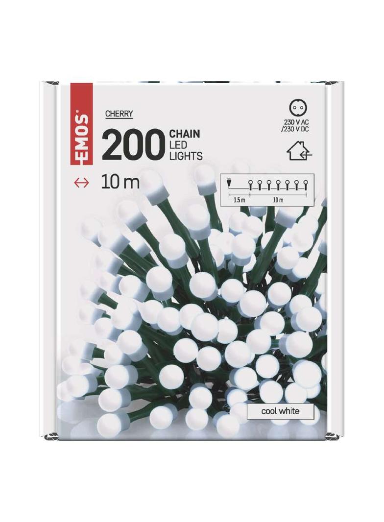Lampki choinkowe kulki 200 LED 10m zimna biel IP20 D5GC03 EMOS