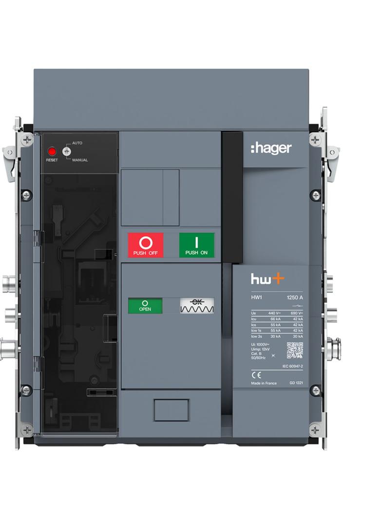 ACB HW1 66kA 1250A 3P Wyłącznik powietrzny wysuwny do wyzwalacza sentinel HW1E312DB HAGER