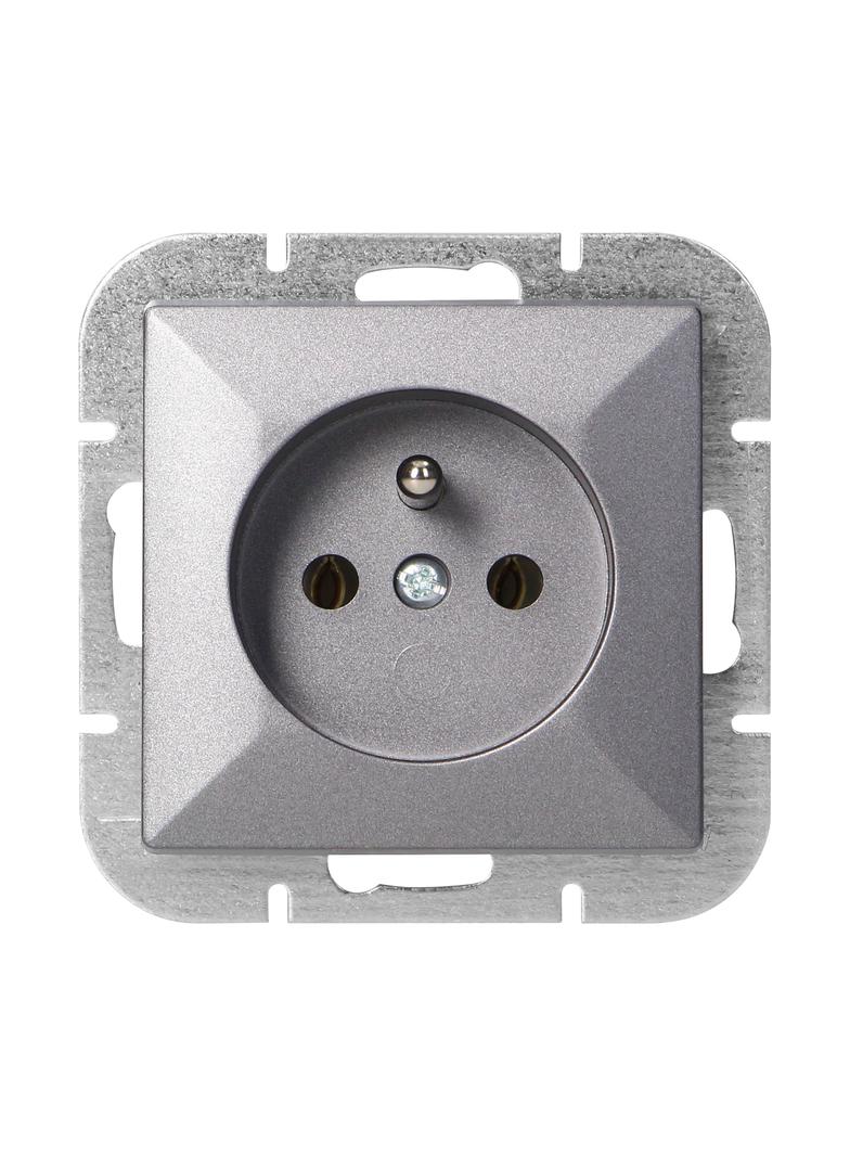 Gniazdo pojedyncze podtynkowe 2P+Z Pearl, 16A, 250V, PT-16P, antracyt