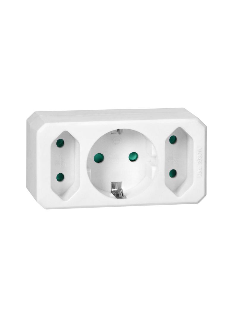 Rozgałęźnik 1x2P+Z (Schuko), 2x2P/II, biały OR-AE-13250(GS) ORNO