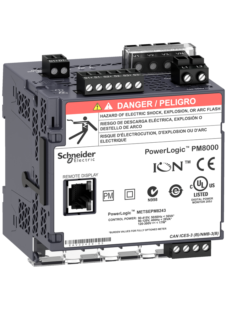 PowerLogic Analizator jakości zasilania PM8000 0,2S Klasa S bez LCD DIN ION