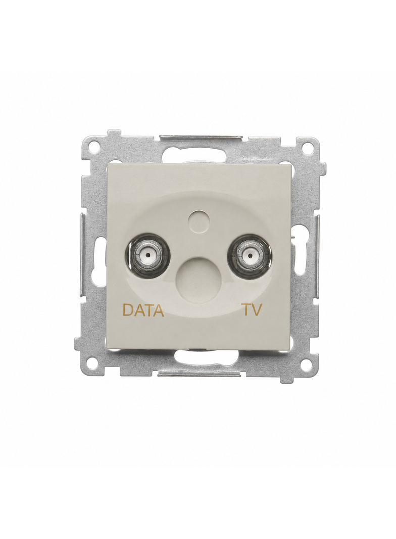Simon 54 Gniazdo antenowe TV-DATA dwa porty F kaszmir mat DAD1.01/42