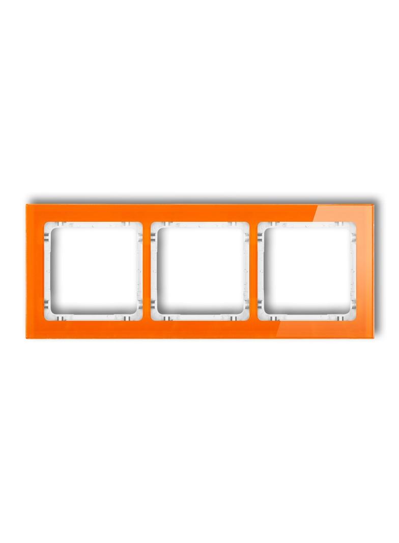 DECO Ramka uniwersalna potrójna - efekt szkła (ramka: pomarańczowa; spód: biały)