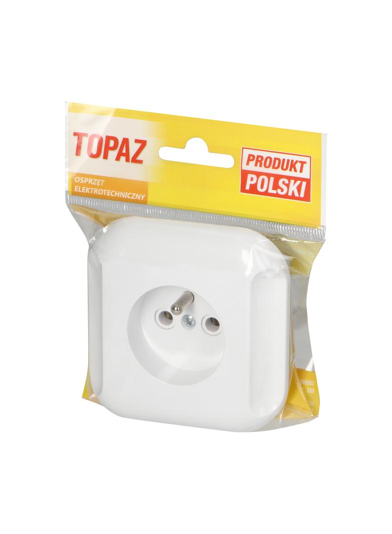 Gniazdo pojedyncze podtynkowe 2p+Z 16A, 250V, TOPAZ, biały