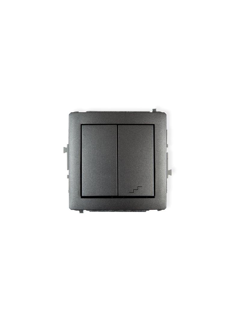 DECO Mechanizm łącznika jednobiegunowego ze schodowym (osobne zasilanie) grafitowy