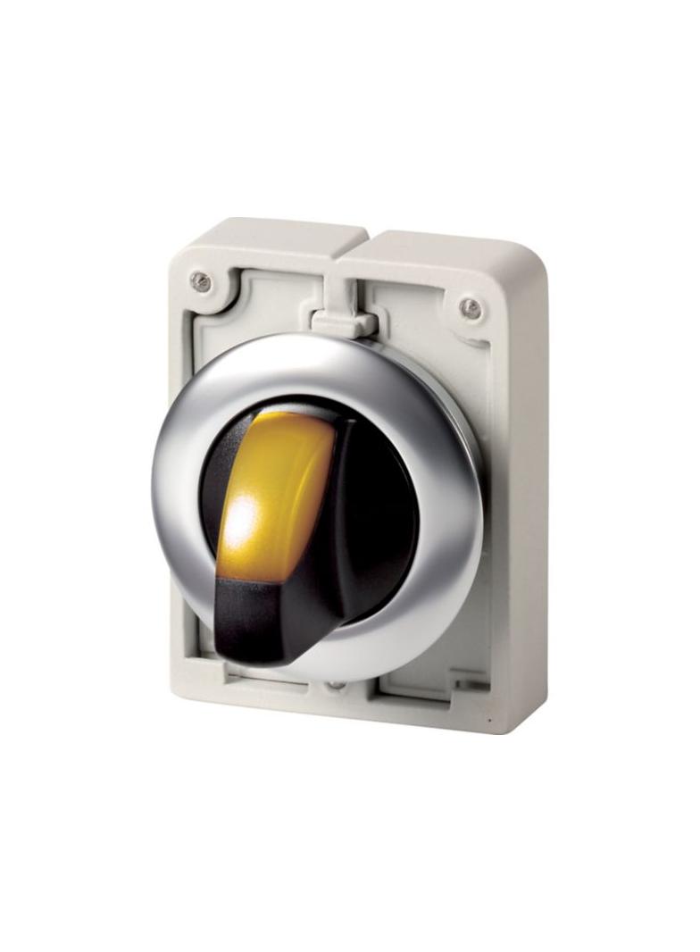 M30I-FWRLK-Y Przełącznik piórkowy podświetlany 30mm żółta 2-pozycyjny bez samopowrotu stal nierdzewn