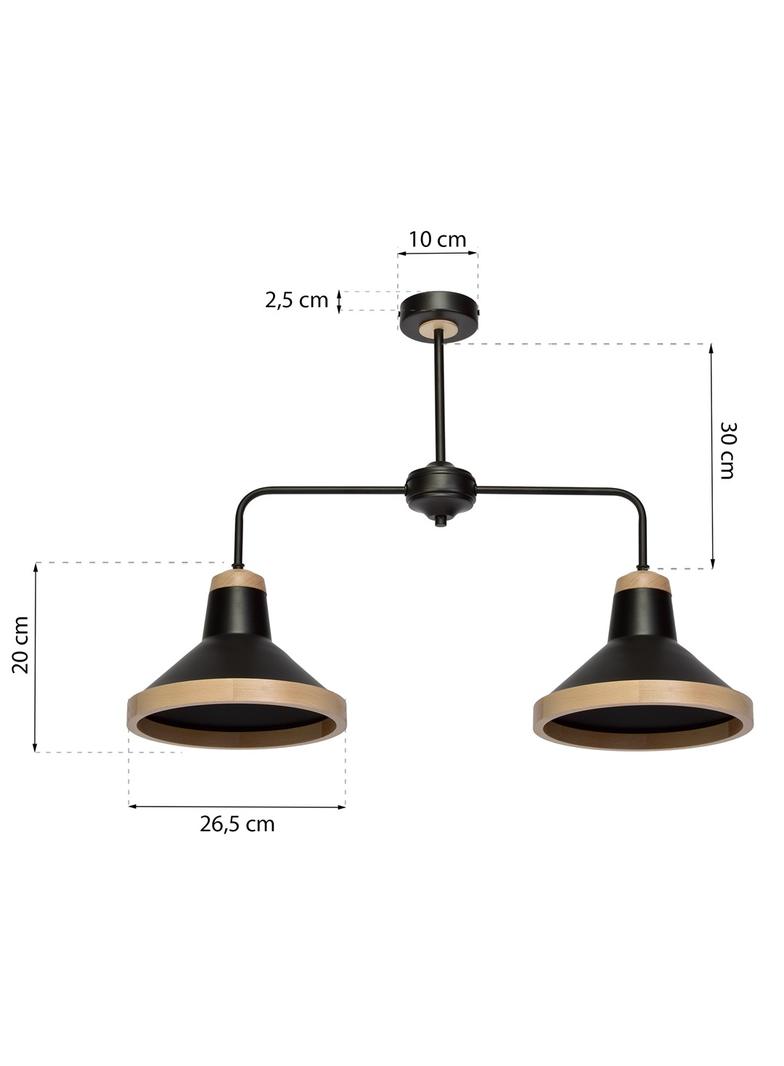 MILAGRO Lampa sufitowa SALMA BLACK / WOOD 2xE27