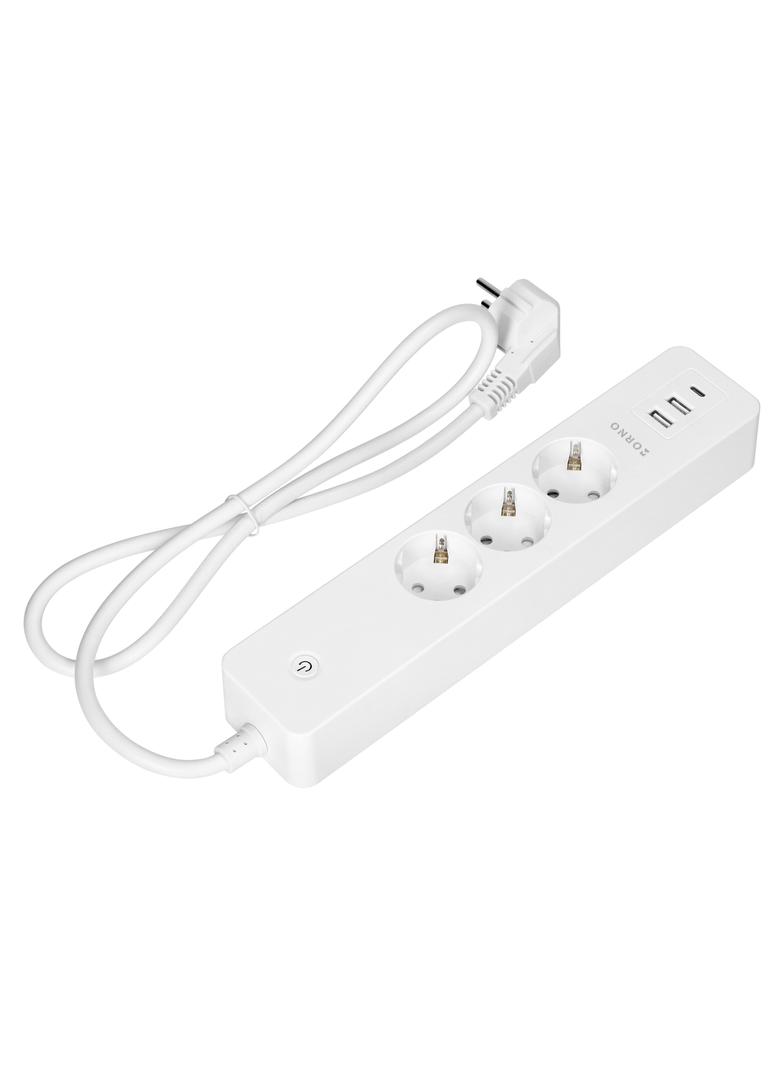 Przedłużacz z 3 gniazdami Schuko z uziemieniem i wyłącznikiem 2xUSB, Tuya Smart Wi-Fi, biały