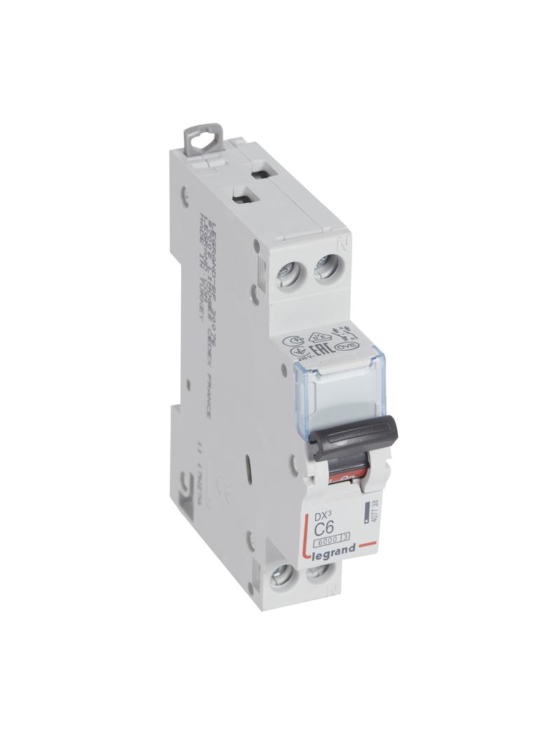 Wyłącznik Nadprądowy S 301N 1P+N C 6 6kA DX3 407738 LEGRAND
