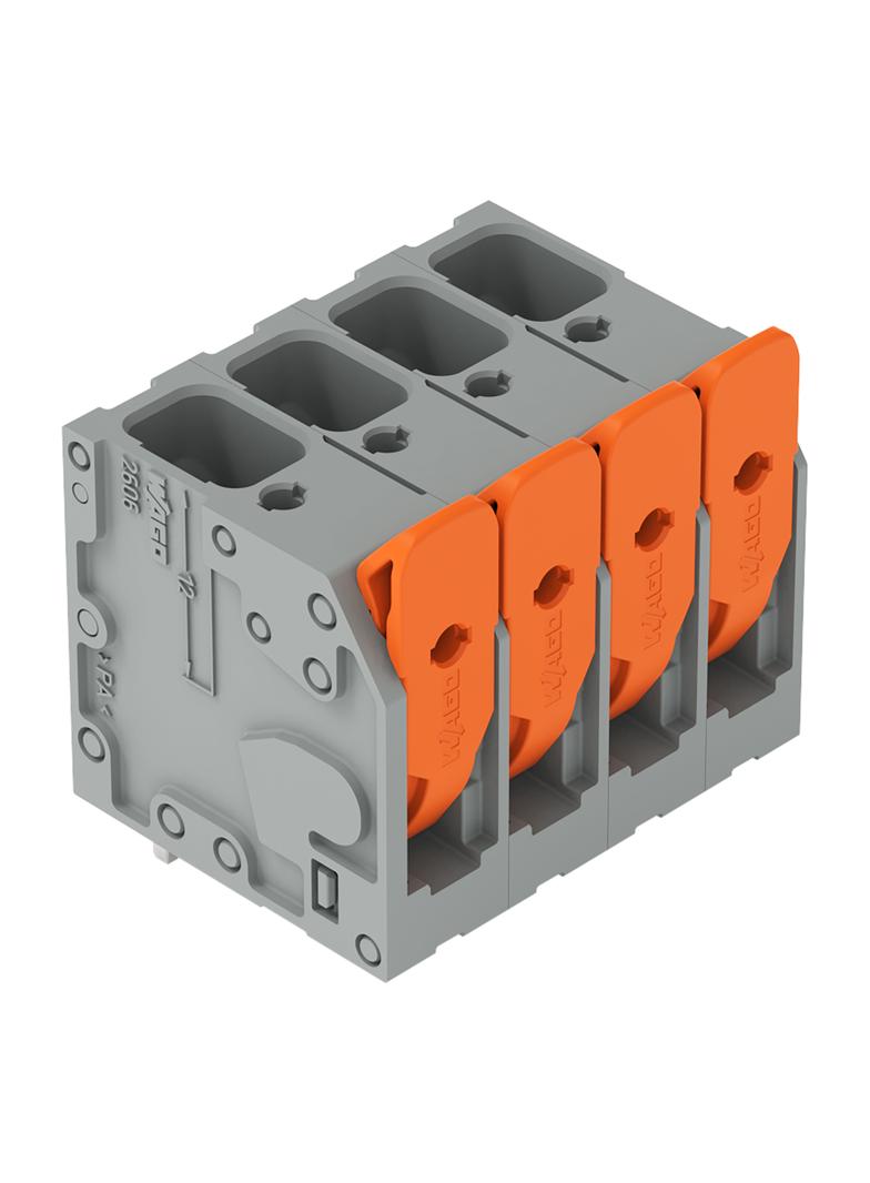 Złączka do płytek drukowanych dźwignia 6mm2 RM 7,5mm 4-bieg szara /60szt./ 2606-3104/020-000 WAGO