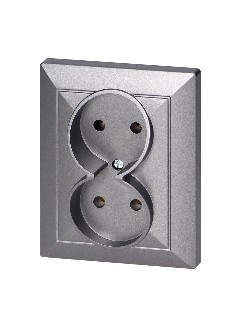 Gniazdo podwójne podtynkowe 2x2P Pearl, 16A, 250V, PT-5 P, antracyt OR-OE-7706/2P/A ORNO