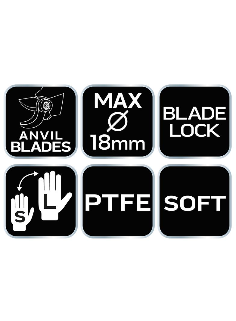 Sekator kowadełkowy 200 mm, zakres do 18 mm, regulowany rozstaw