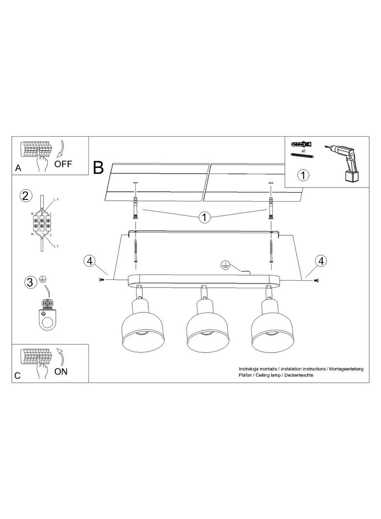 Plafon ELBA 3 czarny
