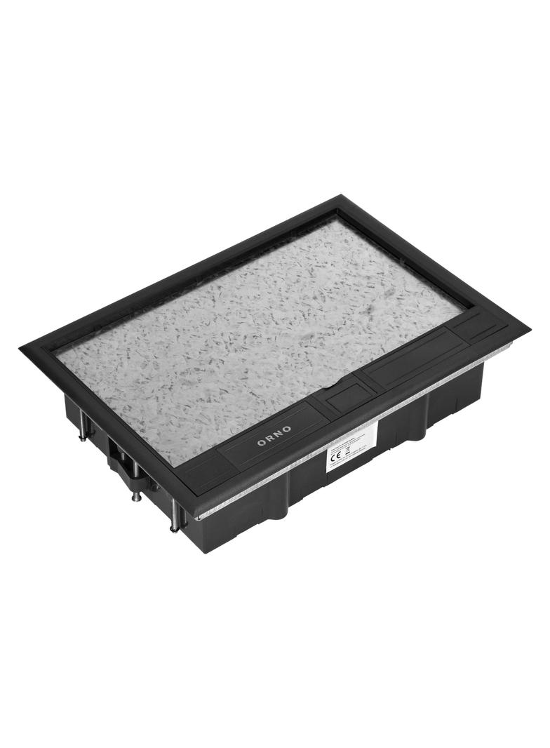Puszka podłogowa na gniazda modułowe 8 x 45x45mm lub 16 x 22,5x45mm, pokrywa: materiał własny, czarn