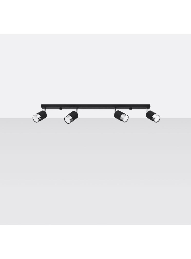 Plafon NERO 4 czarny/chrom