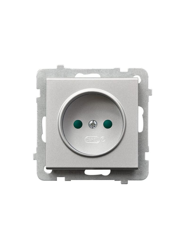 SONATA Gniazdo pojedyncze z przesłonami torów prądowych - kolor srebro mat