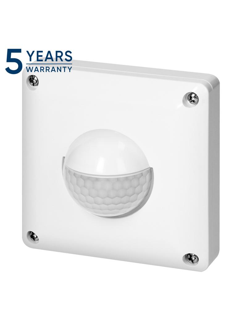 Czujnik ruchu, 2 i 3 żyłowy, 190 st. IP65, 500W, zasięg max. 20m, do puszki, biały