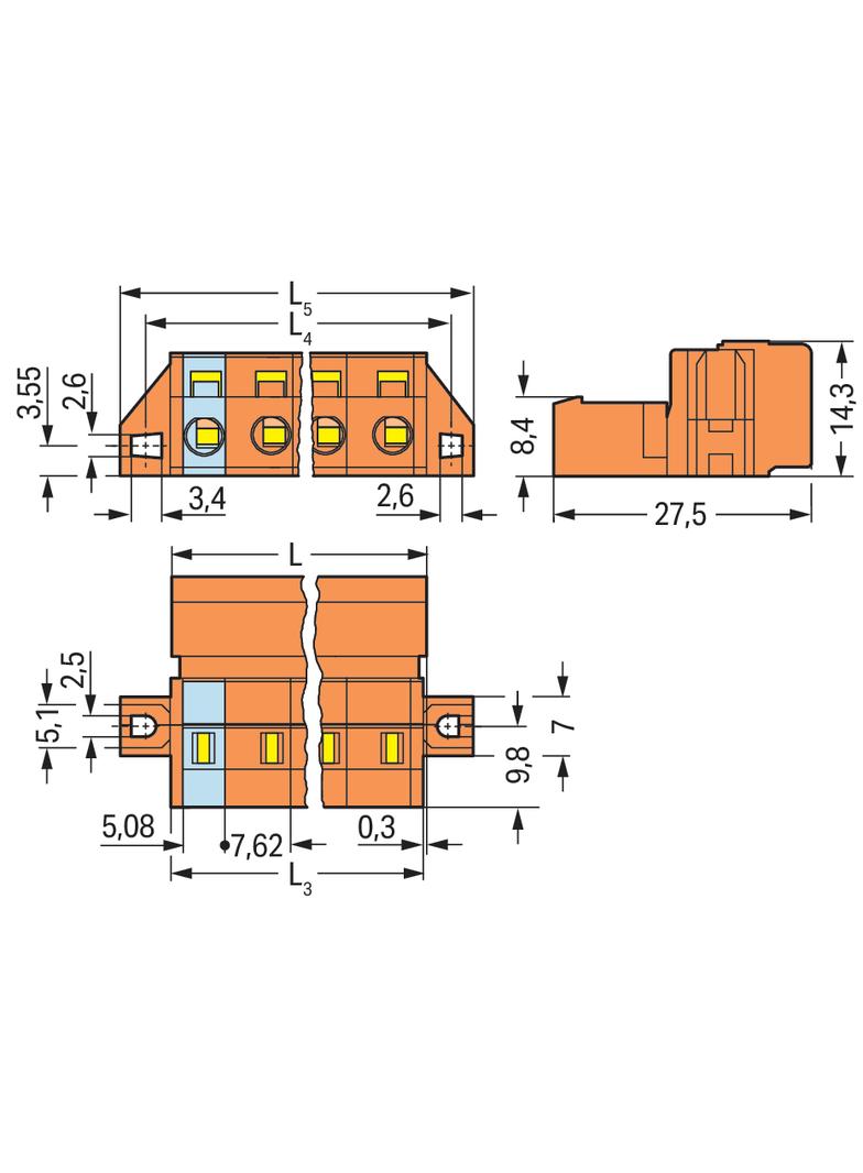 MCS-MIDI Classic wtyk 12-bieg. pomarańczowy raster 7,62 mm /10szt./ WAGO
