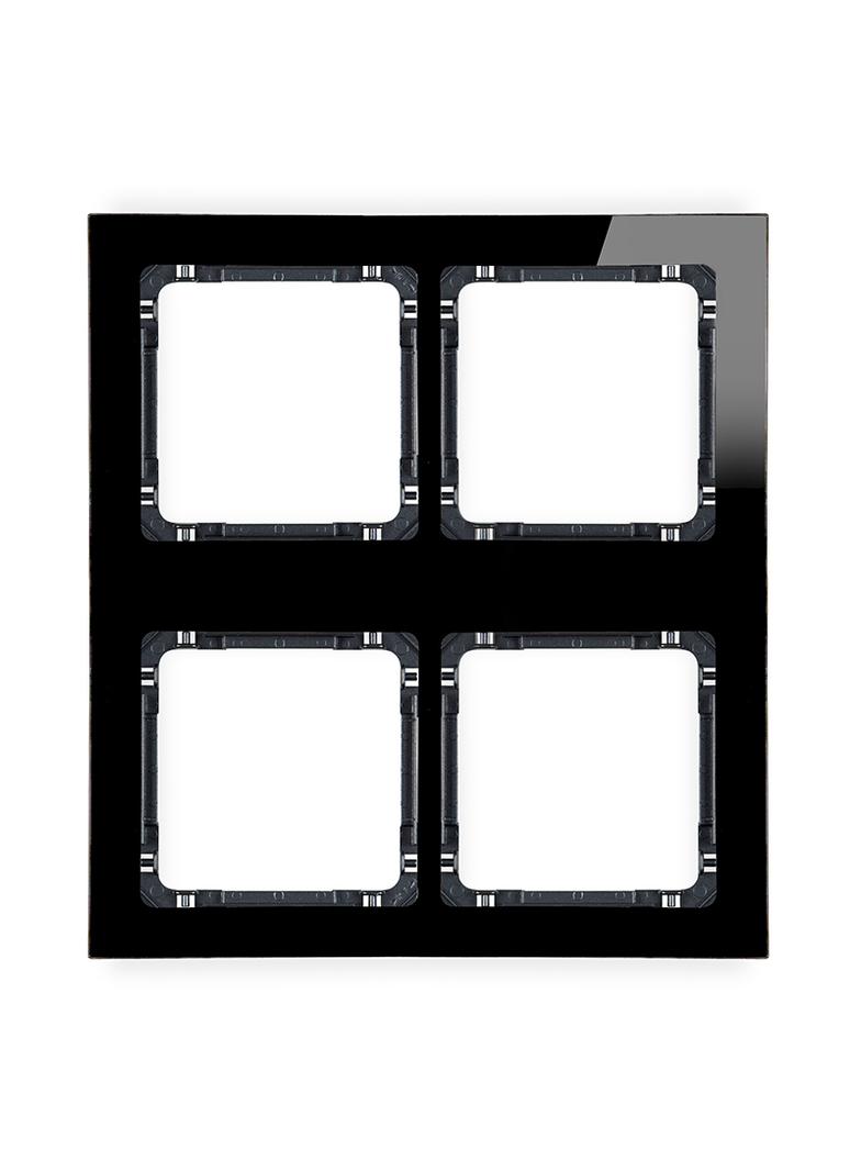 DECO Ramka modułowa 4 krotna (2 poziom, 2 pion) - efekt szkła (ramka czarna; spód czarny)