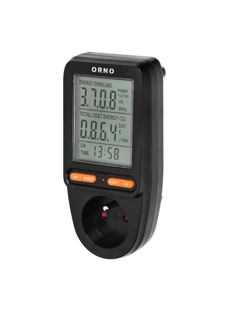 Watomierz kalkulator energii z wyświetlaczem LCD czarny OR-WAT-435/B ORNO
