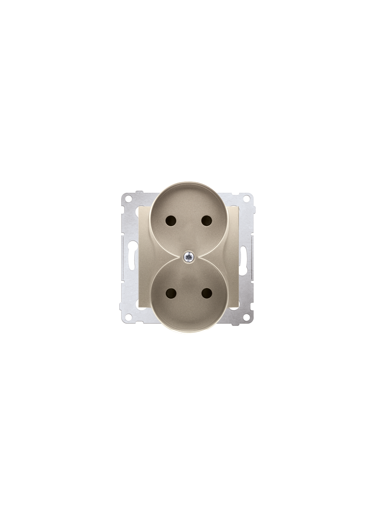 Simon 54 Gniazdo bez uziemienia z przesłonami podwójne 16A z. śrub. złoty mat *Do ramek S54 PREMIUM