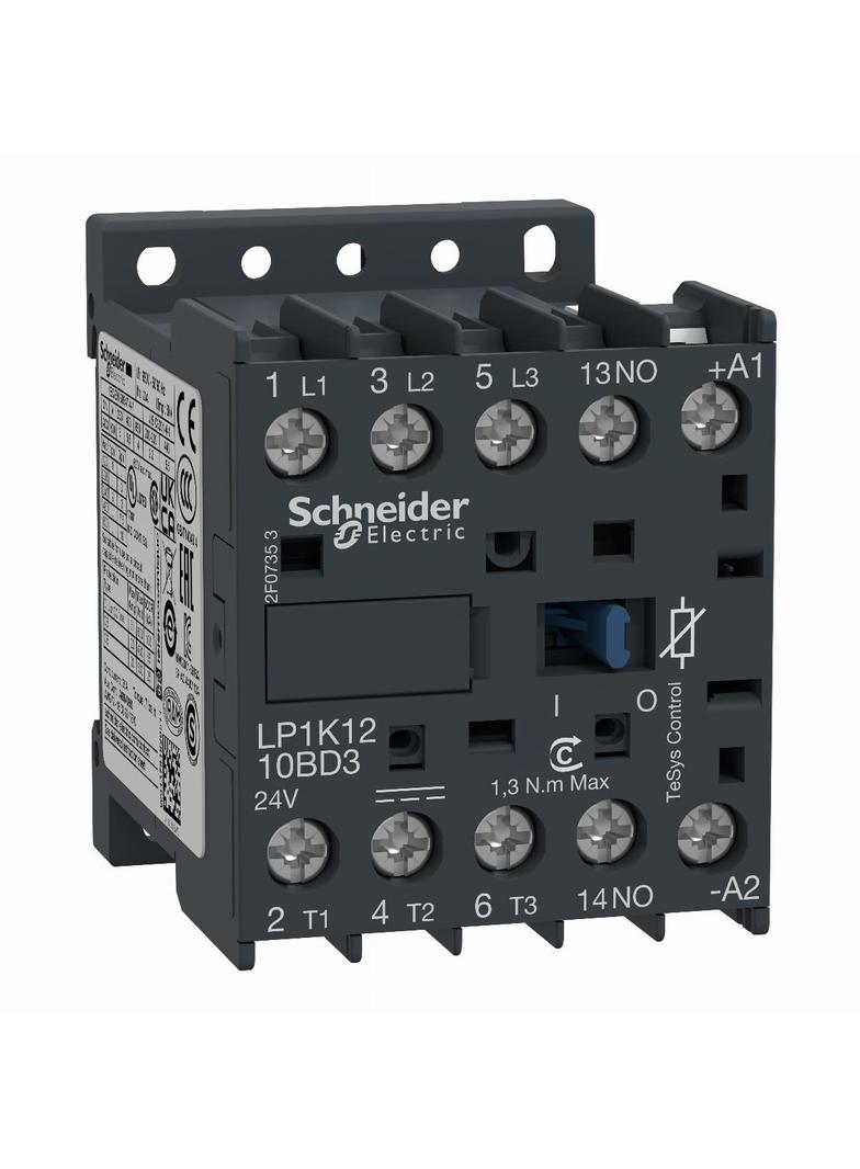 Stycznik mocy, TeSys K, 12A, 3P, 1NO, cewka 24VDC, zaciski skrzynkowe LP1K1210BD3