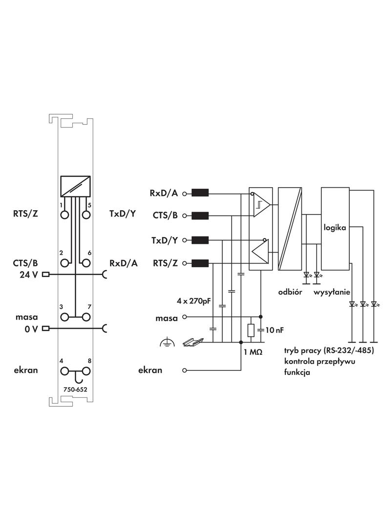 moduł interfejsu RS232C/RS485 WAGO