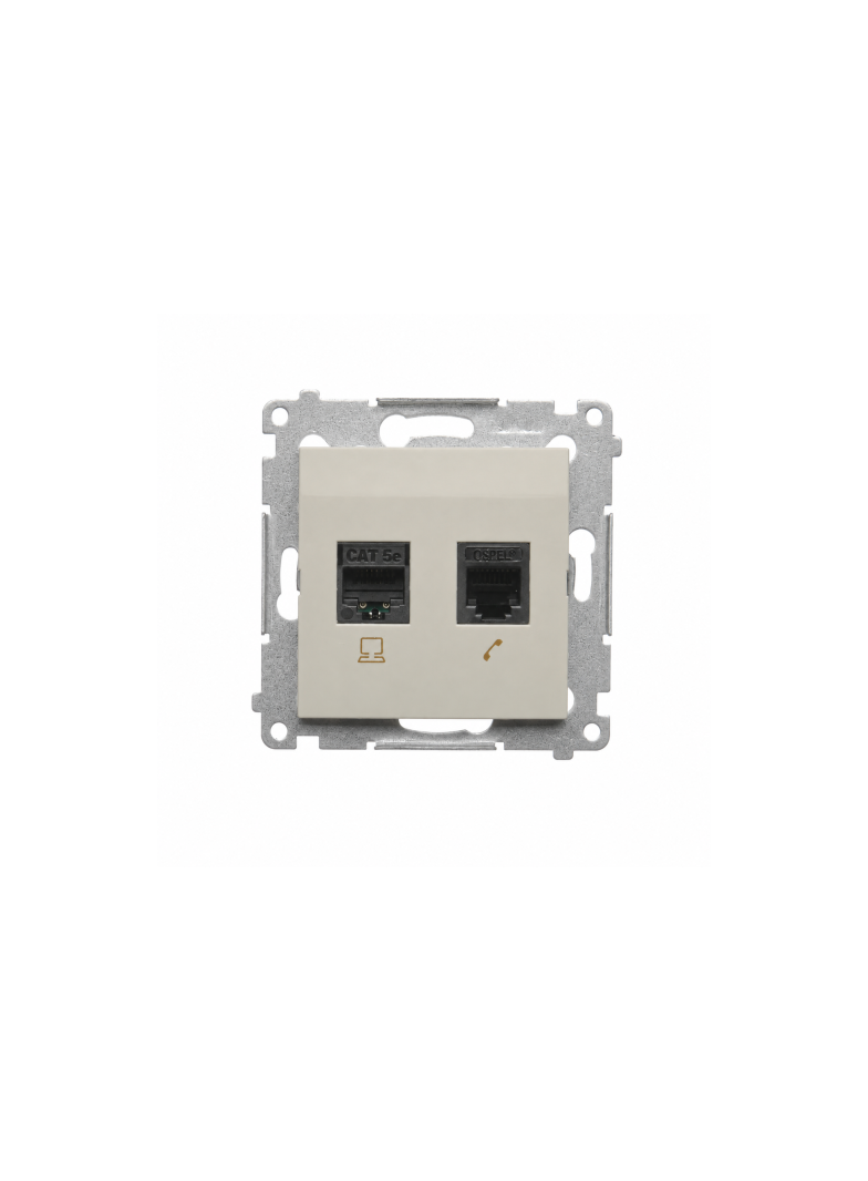 Simon 54 Gniazdo komputerowe RJ45 kategoria 5e + telefoniczne RJ12 kaszmir mat D5T.01/42