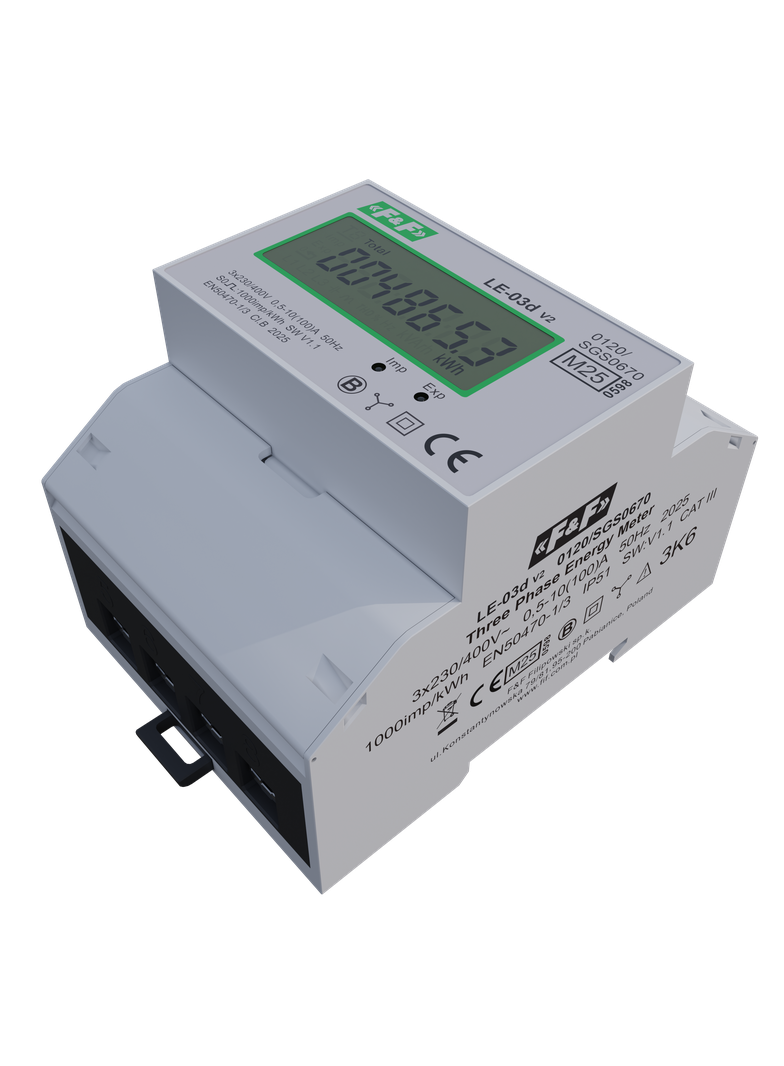 LICZNIK ENERGII ELEKTRYCZNEJ - TRÓJFAZOWY, WYŚWIETLACZ LCD, KL.1, 3X230,400V, 3X10(100A)