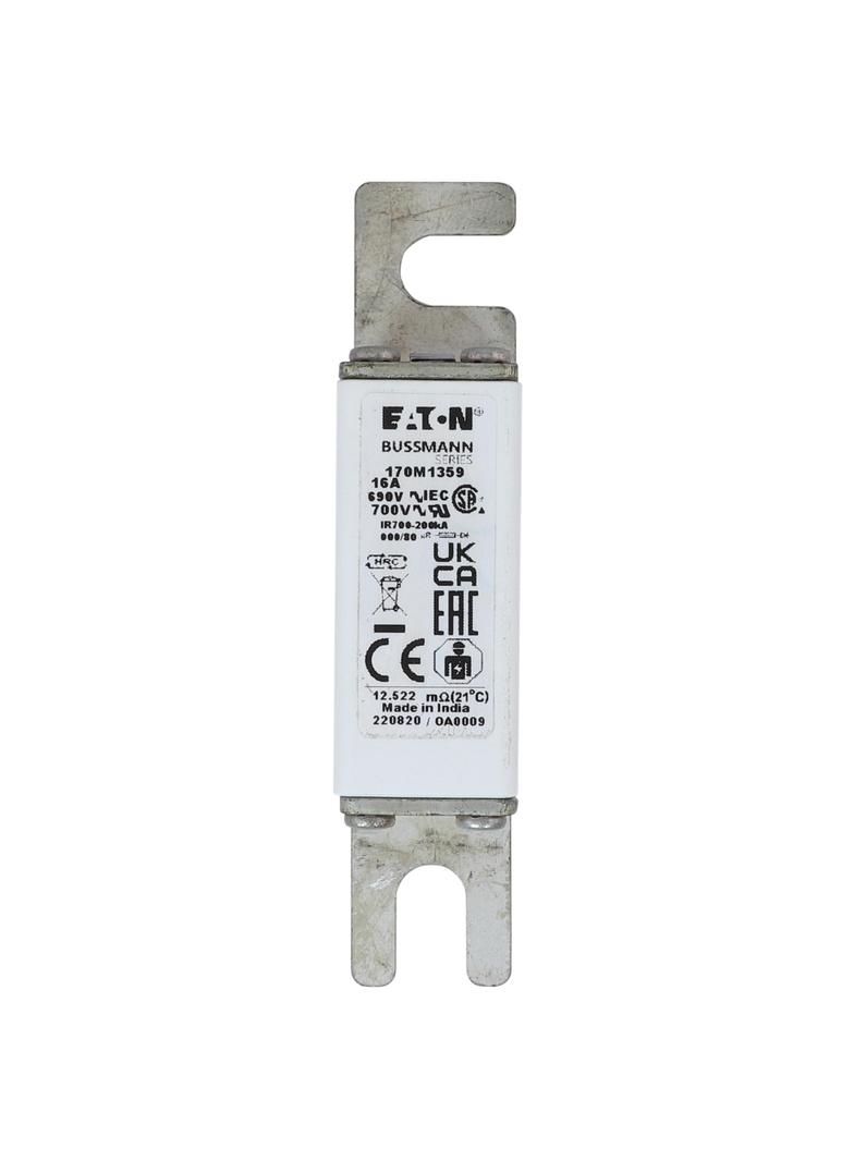 16A 690V IEC gR 000/80 SQ.BODY IND. FUSE Wkładka szybka 16A AC 690V DIN 000 21x40x100 mm, 170M1359 E