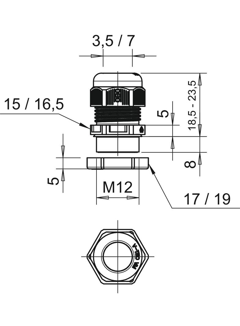 V-TEC VM12+ LGR, Dławik kablowy