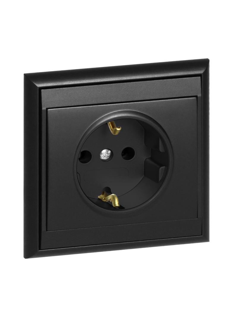 Gniazdo pojedyncze podtynkowe 2P+Z, Schuko Luna, 16A, 250V, PT-17L, czarny OR-OE-7605(GS)/B ORNO