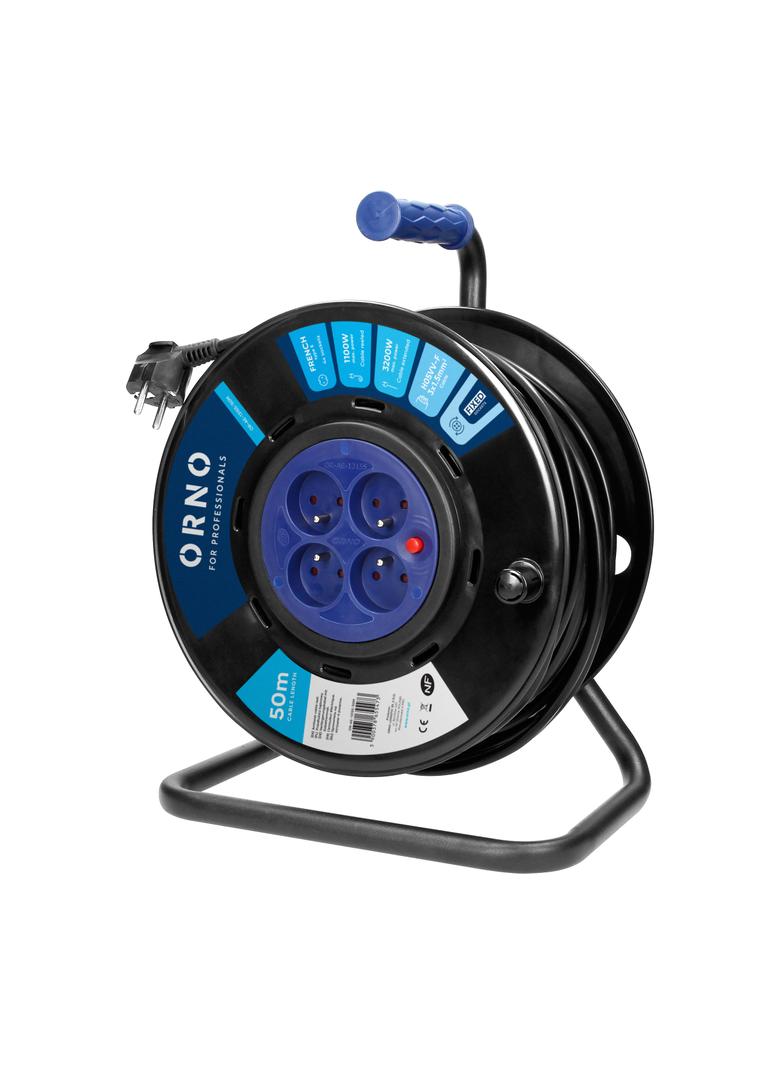 Przedłużacz bębnowy 4 gniazda kabel PVC H05VV-F 3x1,5mm2 długość - 50m STAŁE GNIAZDA termi