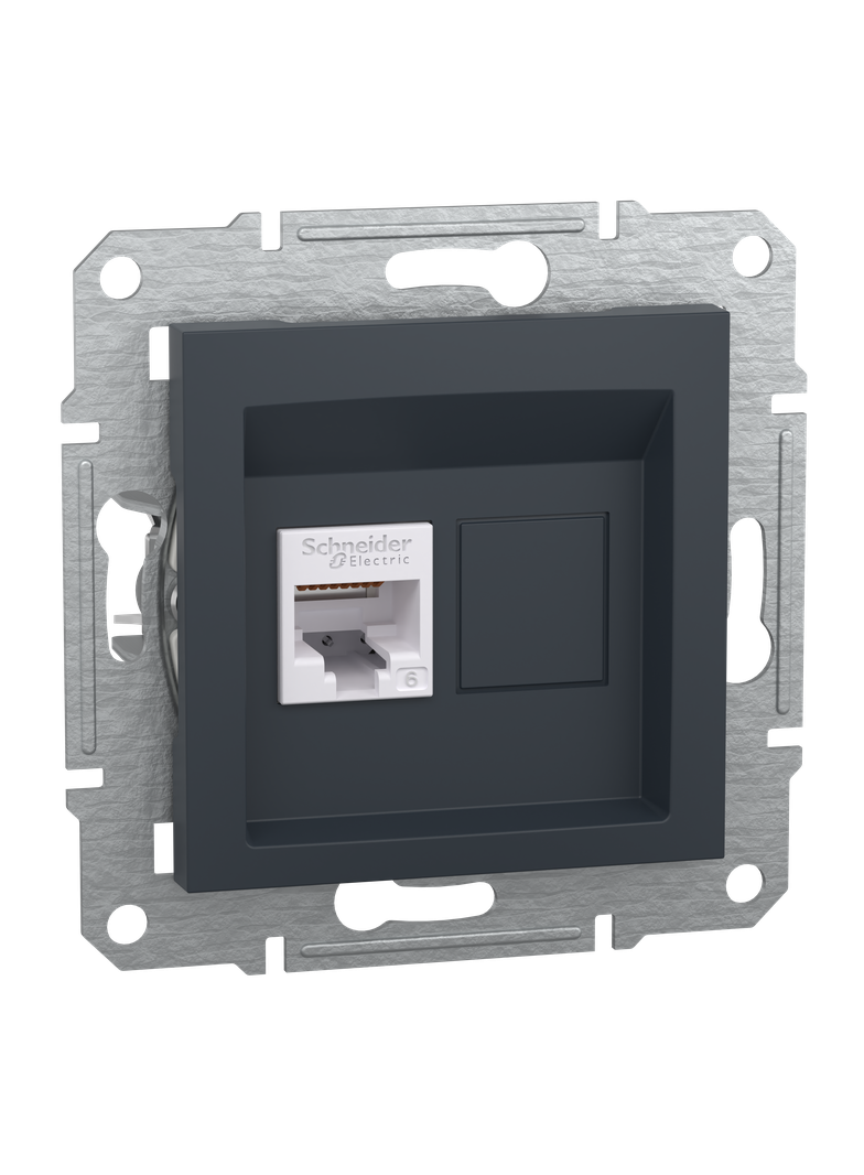 Asfora, gniazdo komputerowe RJ45 kat.6, UTP, bez ramki, antracyt