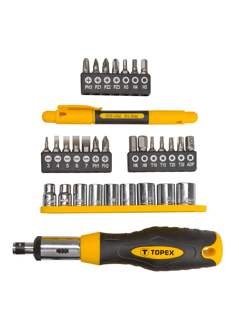 Końcówki wkrętakowe z uchwytem, zestaw 34 szt.