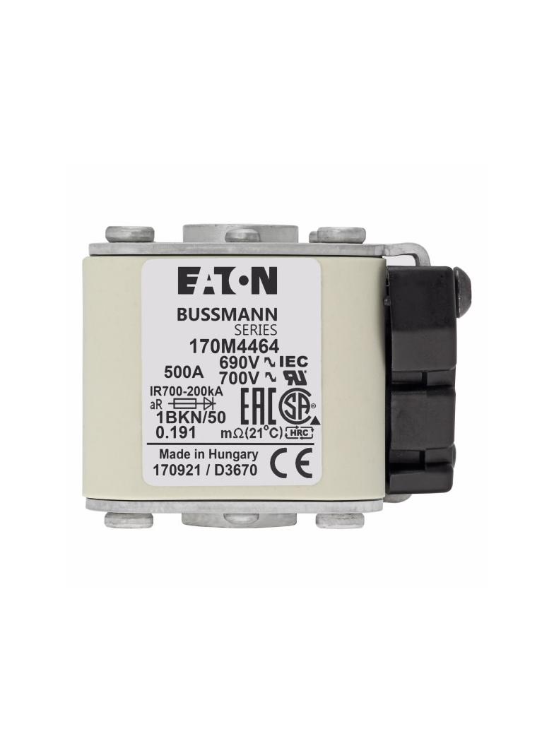 FUSE 500A 690V 1BKN/50 AR UC Wkładka szybka 500A AC 690V rozmiar 1 53x69x51 mm aR IEC UL, 170M4464 E