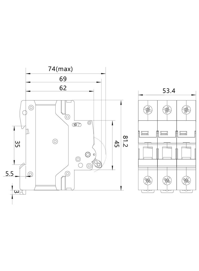 Rozłącznik izolacyjny modułowy 3P 100A DL 3P 100A FR/100A/3P 87.115 OPATÓWEK