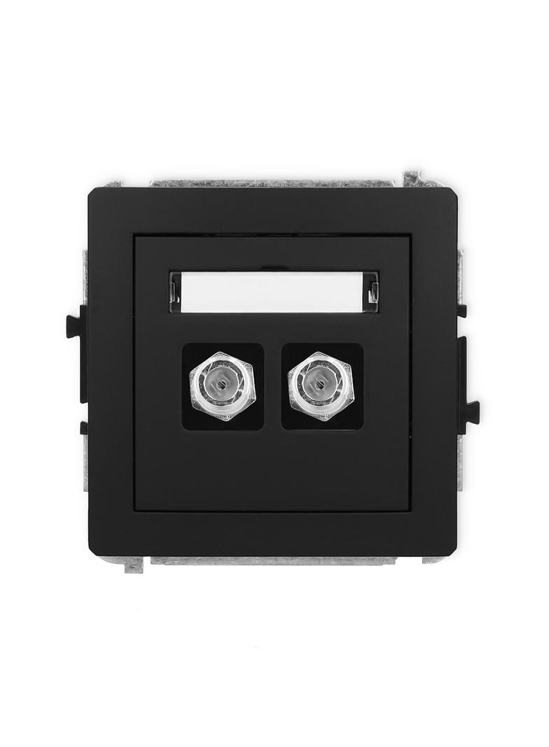 DECO Mechanizm gniazda antenowego podwójnego typu F (SAT) niklowany czarny mat