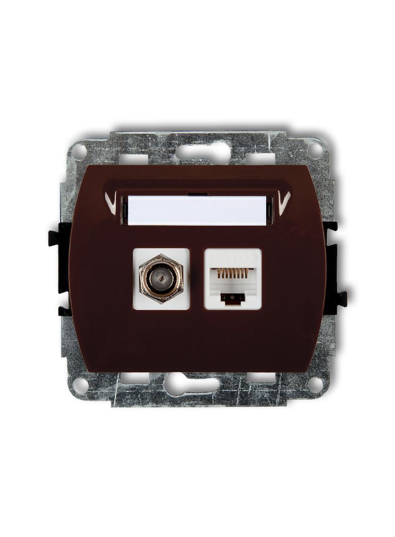 TREND Mechanizm gniazda antenowego poj. typu F (SAT) + gniazda komp. poj. 1xRJ45, kat. 6, 8-stykowy