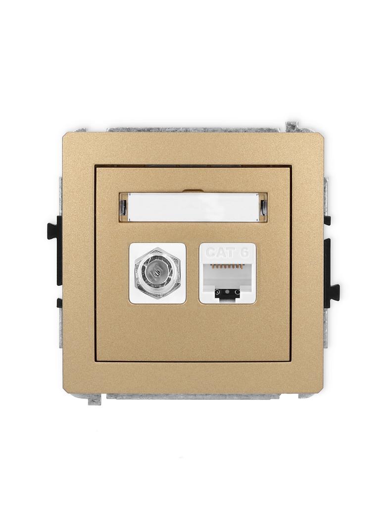 DECO Mechanizm gniazda antenowego poj. typu F (SAT) + gniazda komp. poj. 1xRJ45, kat. 6, 8-stykowy z