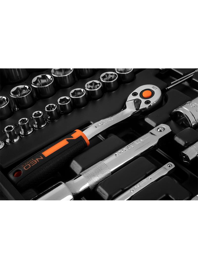 Klucze nasadowe 1/2", 1/4", zestaw 73 szt., CrV