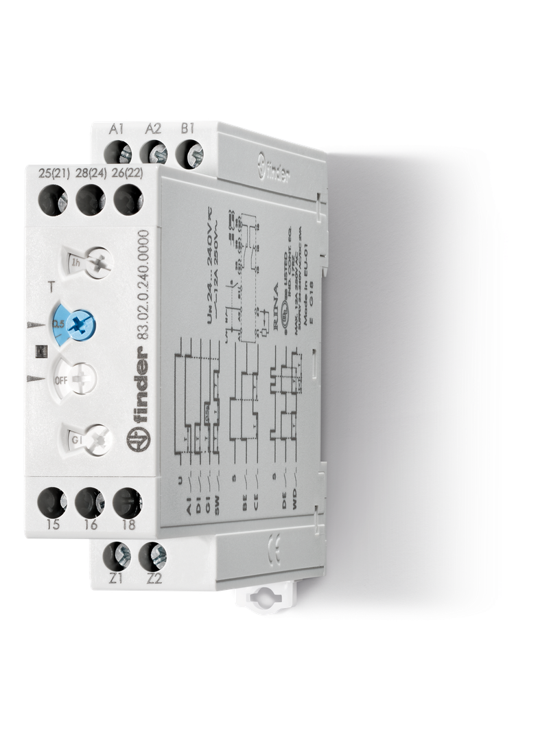 Przekaźnik czasowy modułowy serii 83: 2P 12A 24…240V AC/DC 83.02.0.240.0000 /5szt./ FINDER
