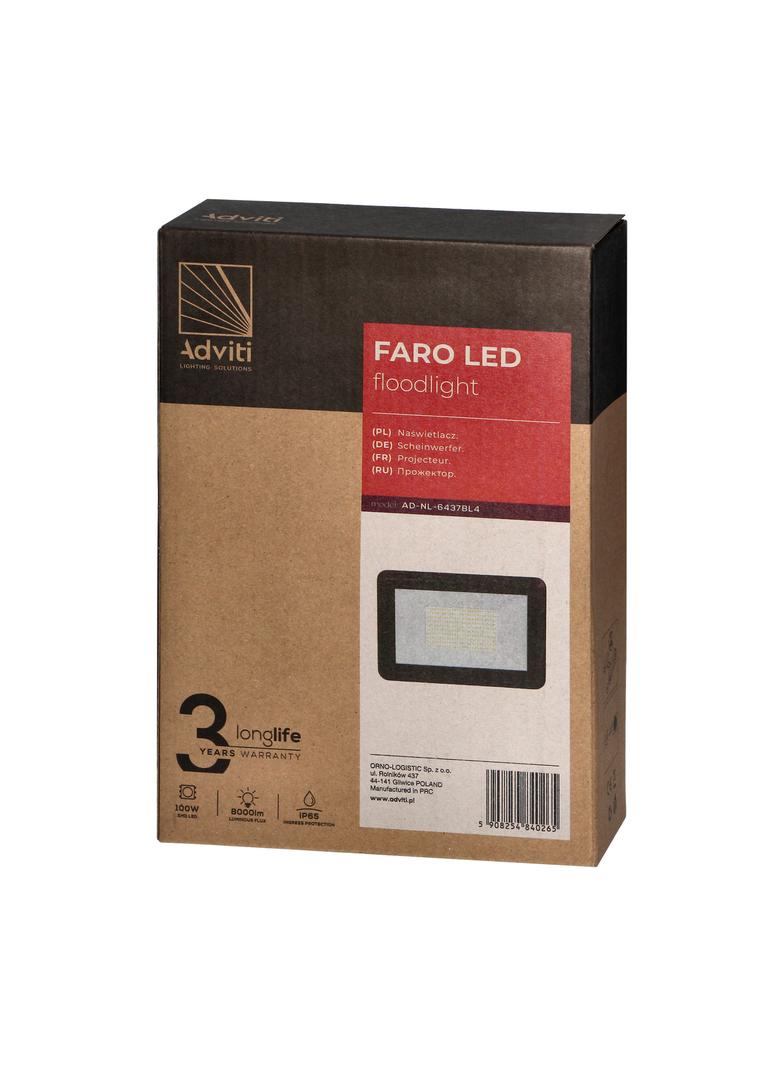 FARO LED 100W naświetlacz, 8000lm, IP65, 4000K, aluminium + szkło AD-NL-6437BL4 ORNO