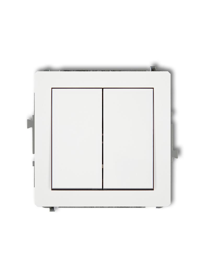 DECO Mechanizm łącznika jednobiegunowego ze schodowym (dwa klawisze bez piktogramów, osobne zasilani