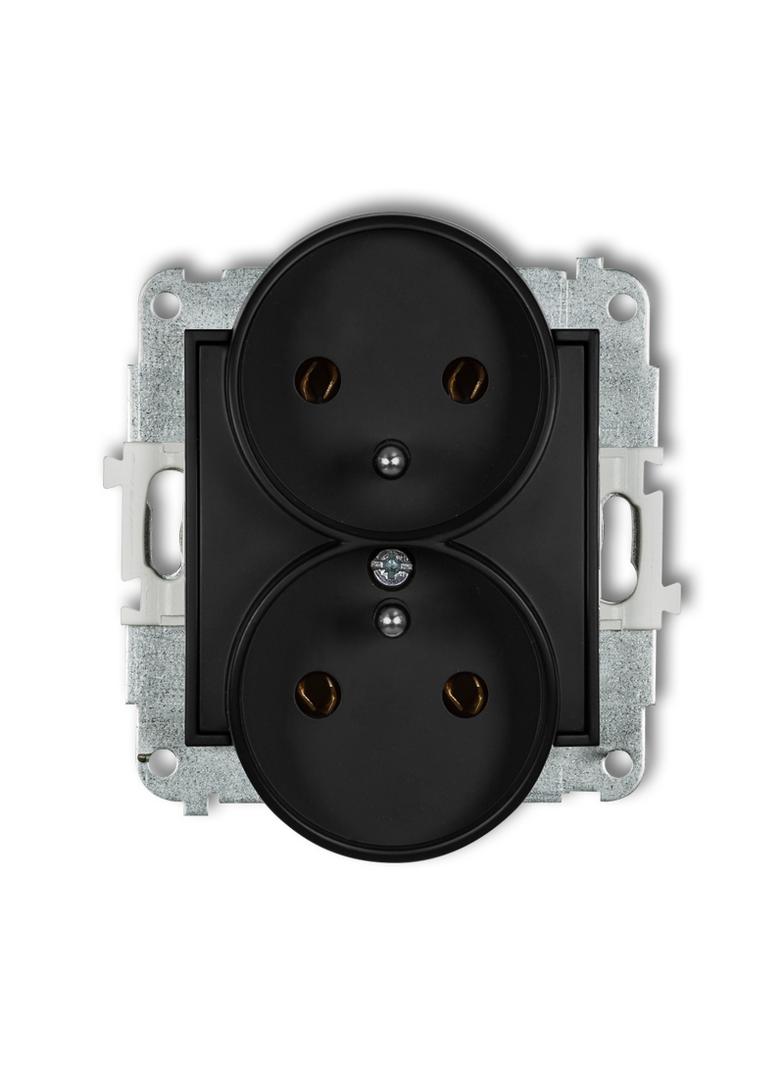 MINI Mechanizm gniazda podwójnego do ramki z uziemieniem 2x(2P+Z) (bez przesłon torów prądowych) cza