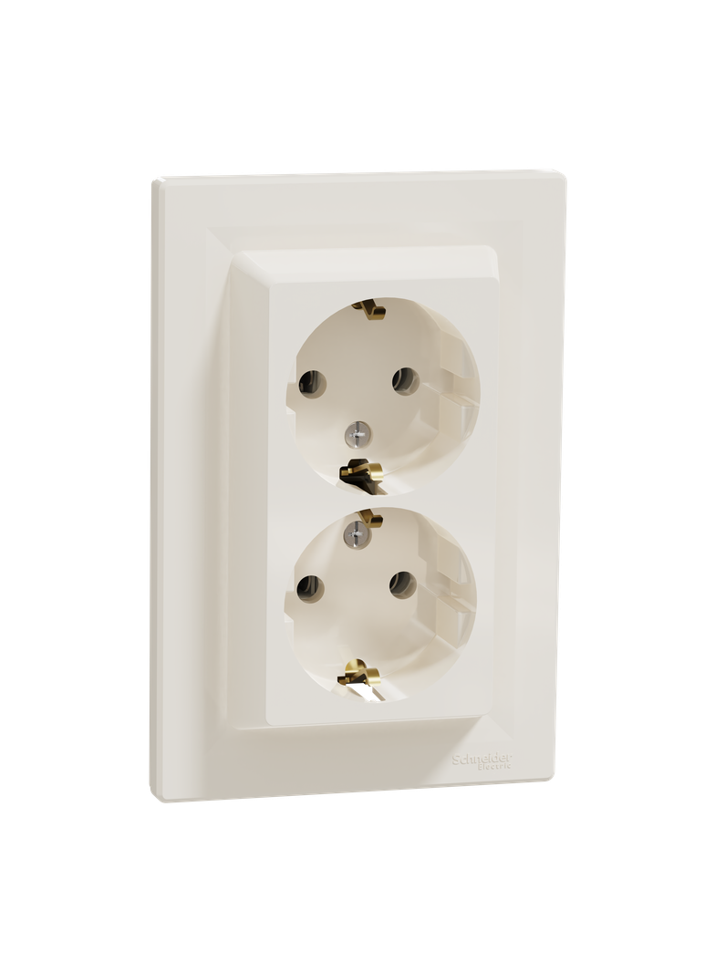 Asfora, gniazdo podwójne schuko, kremowy