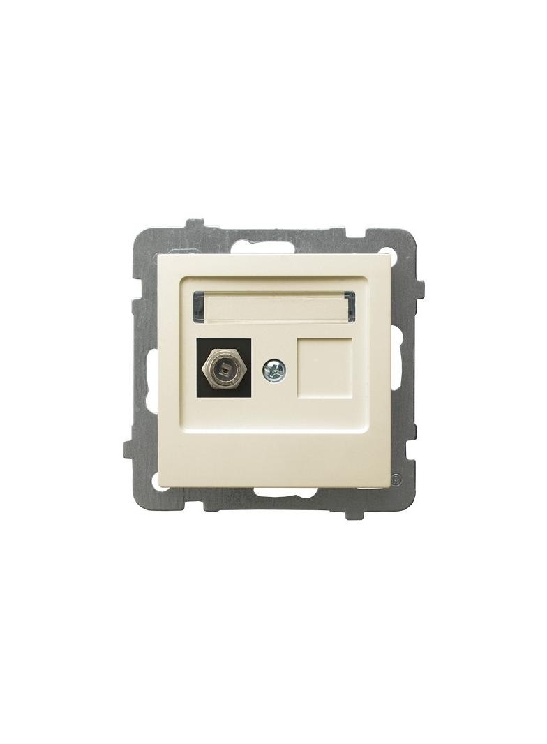 AS Gniazdo antenowe typu F pojedyncze - kolor ecru