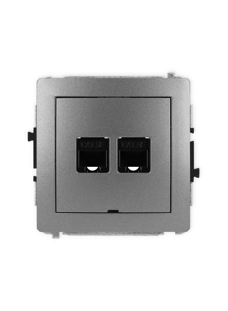 DECO Mechanizm gniazda komputerowego podwójnego 2xRJ45, kat. 5e, 8-stykowy, bez pola opisowego grafi
