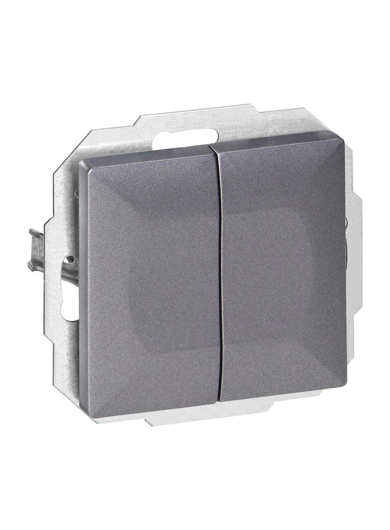 Łącznik podtynkowy schodowy podwójny Pearl, 10A, 250V, WP-2/5P, antracyt OR-OE-7702/2/A ORNO