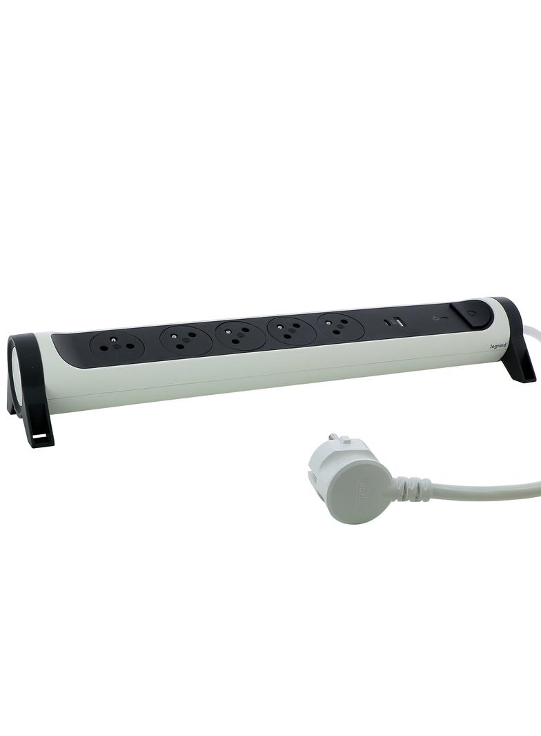 PRZEDŁUŻACZ PREMIUM, OBROTOWY, 5X2P+Z, USB A+C, Z OGRANICZNIKIEM PRZEPIĘĆ, Z PRZEWODEM 1.5 METRA 3X1